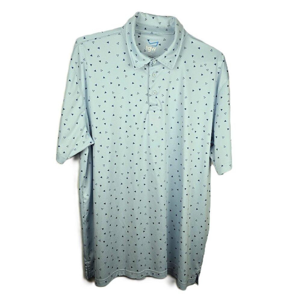 TGW Polo Golf Shirt Men's 2XL Blue Triangles Short Sleeve Collar 100% Polyester